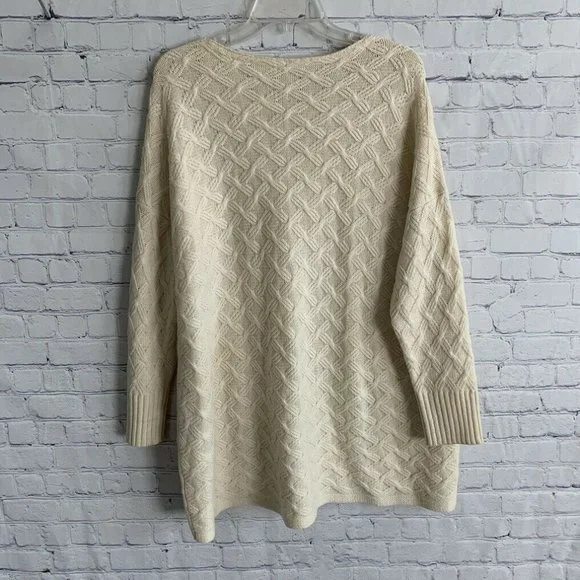 J. Jill Ivory Sweater Pullover Size M/L Cable Knit - Picture 6 of 6